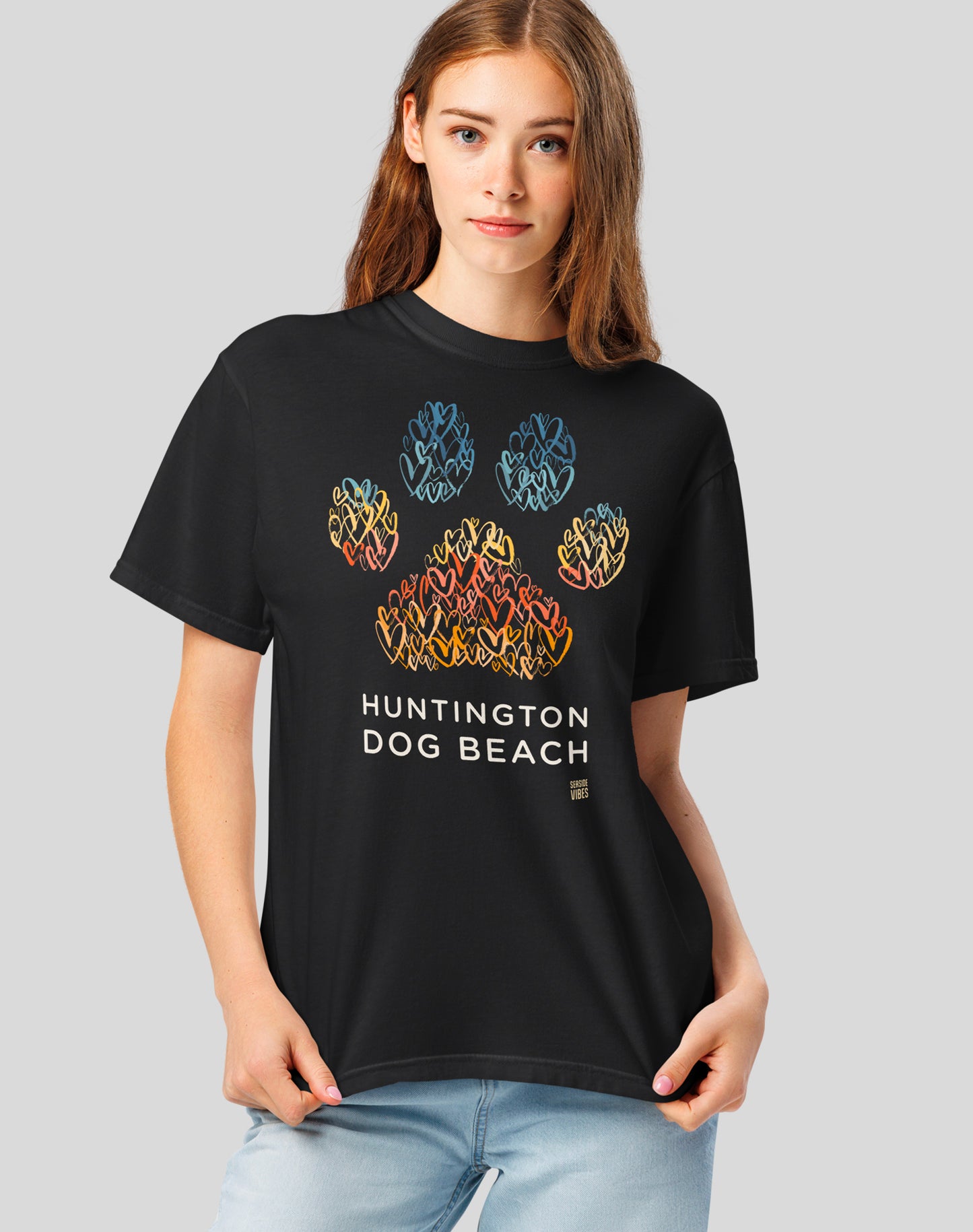 Unisex: Huntington Dog Beach Tee - 100% Cotton | Black