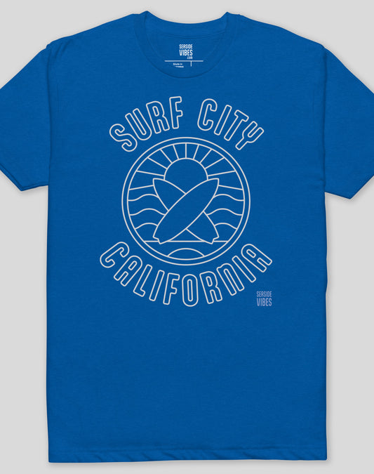 Huntington Beach Surf City Tee - Cotton Blend | Royal