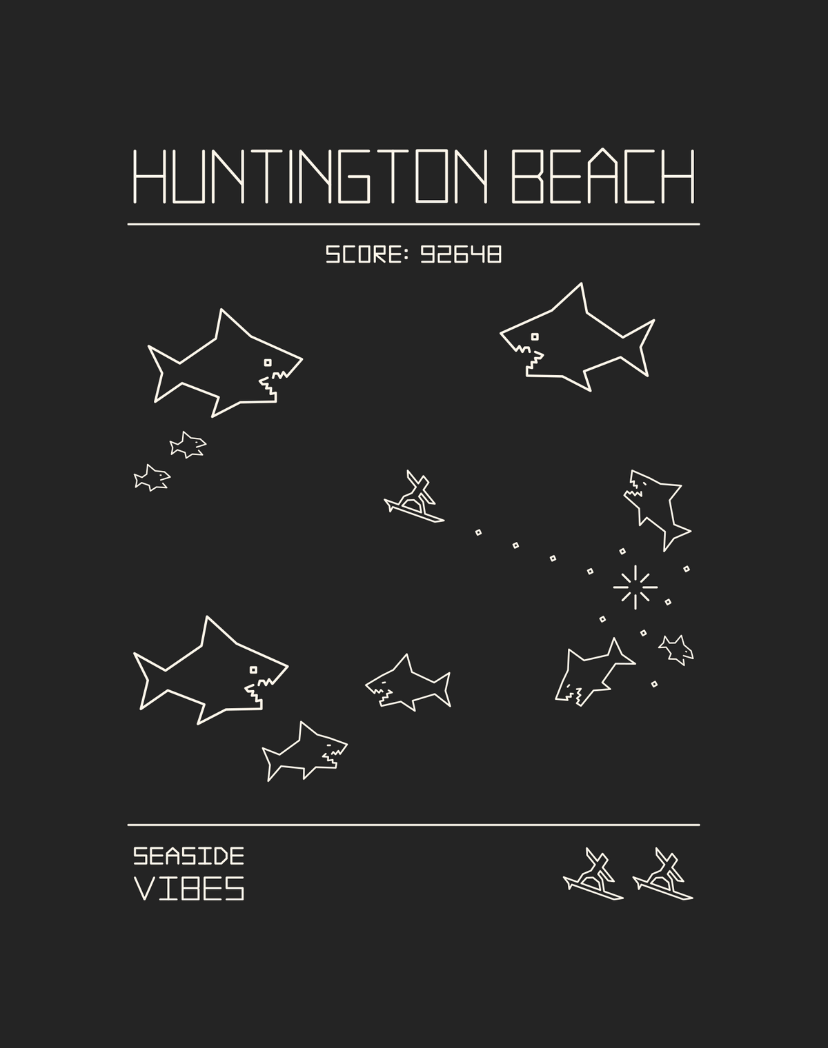 Huntington Beach Shark Frenzy Tee - Cotton Blend | Charcoal