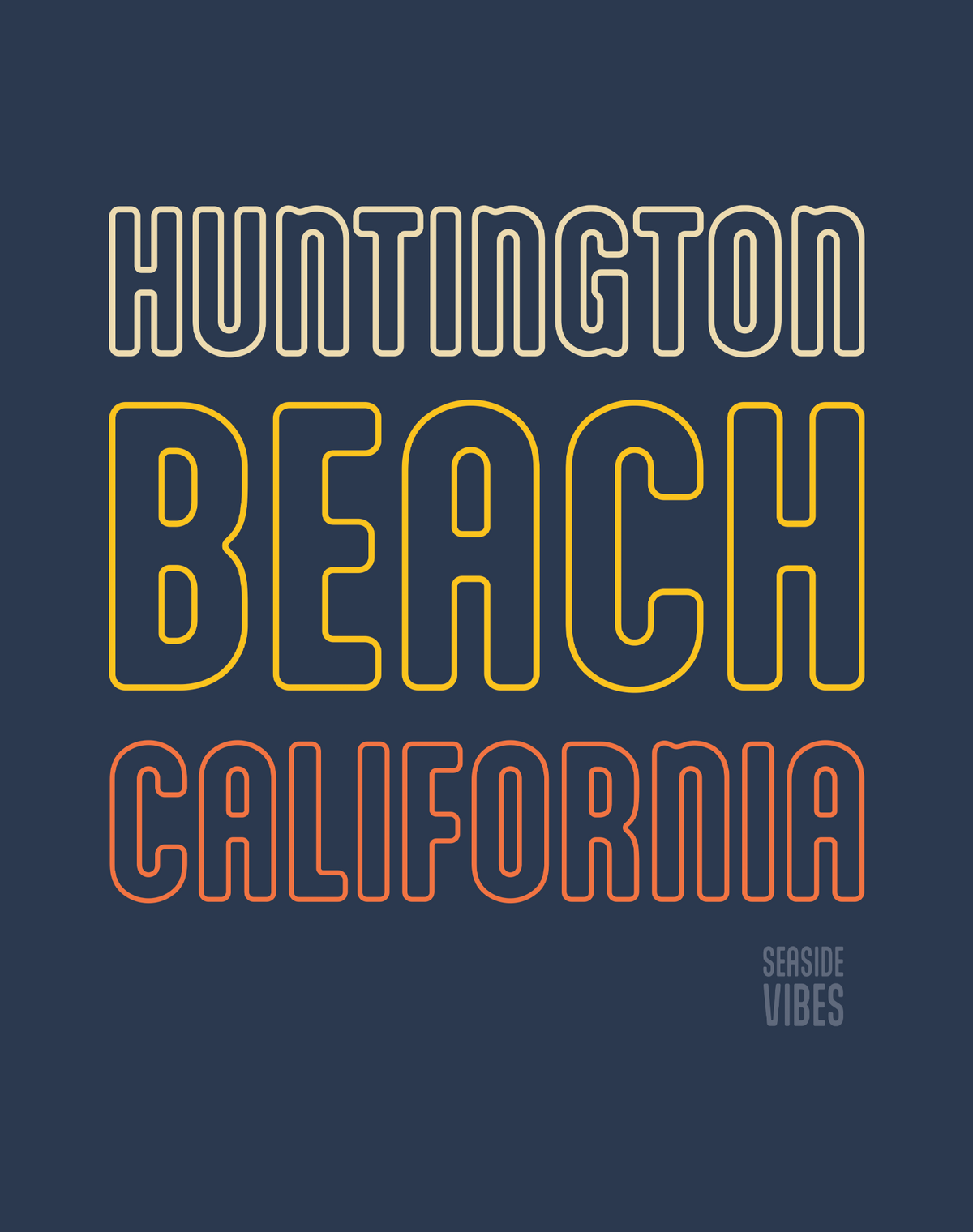 Huntington Beach Neon Tee - Cotton Blend | Midnight Navy
