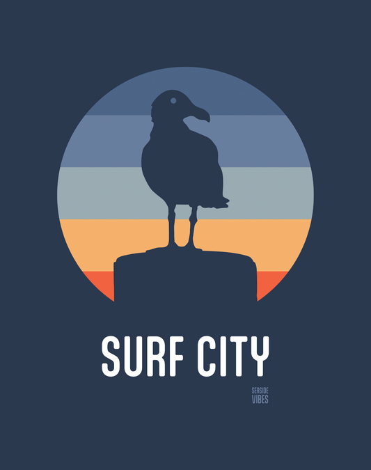 Huntington Beach Surf City Seagull Tee - Cotton Blend | Midnight Navy