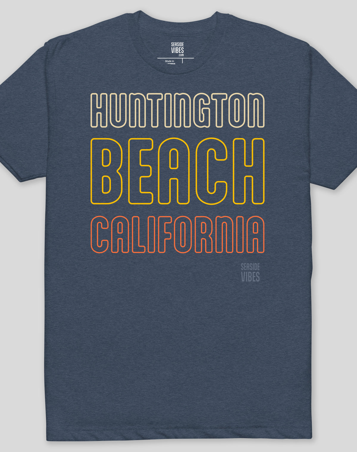 Huntington Beach Neon Tee - Cotton Blend | Midnight Navy