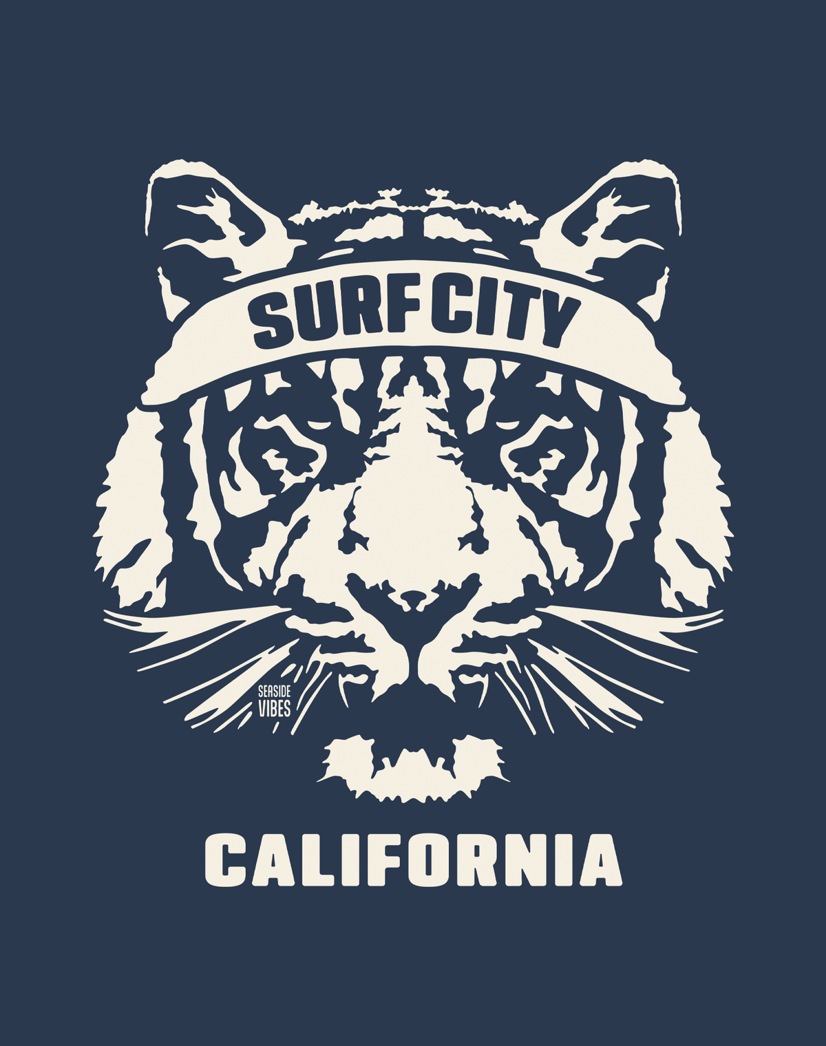 Huntington Beach Tiger Ambush Tee - Cotton Blend | Midnight Navy