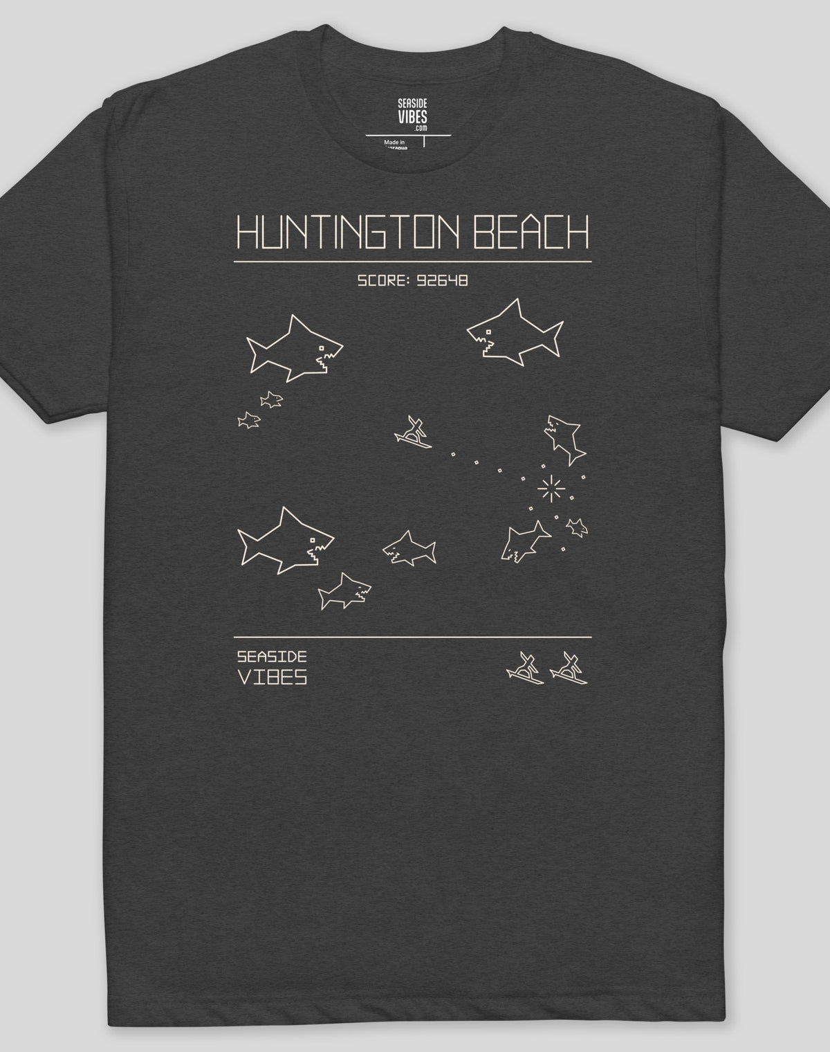 Huntington Beach Shark Frenzy Tee - Cotton Blend | Charcoal