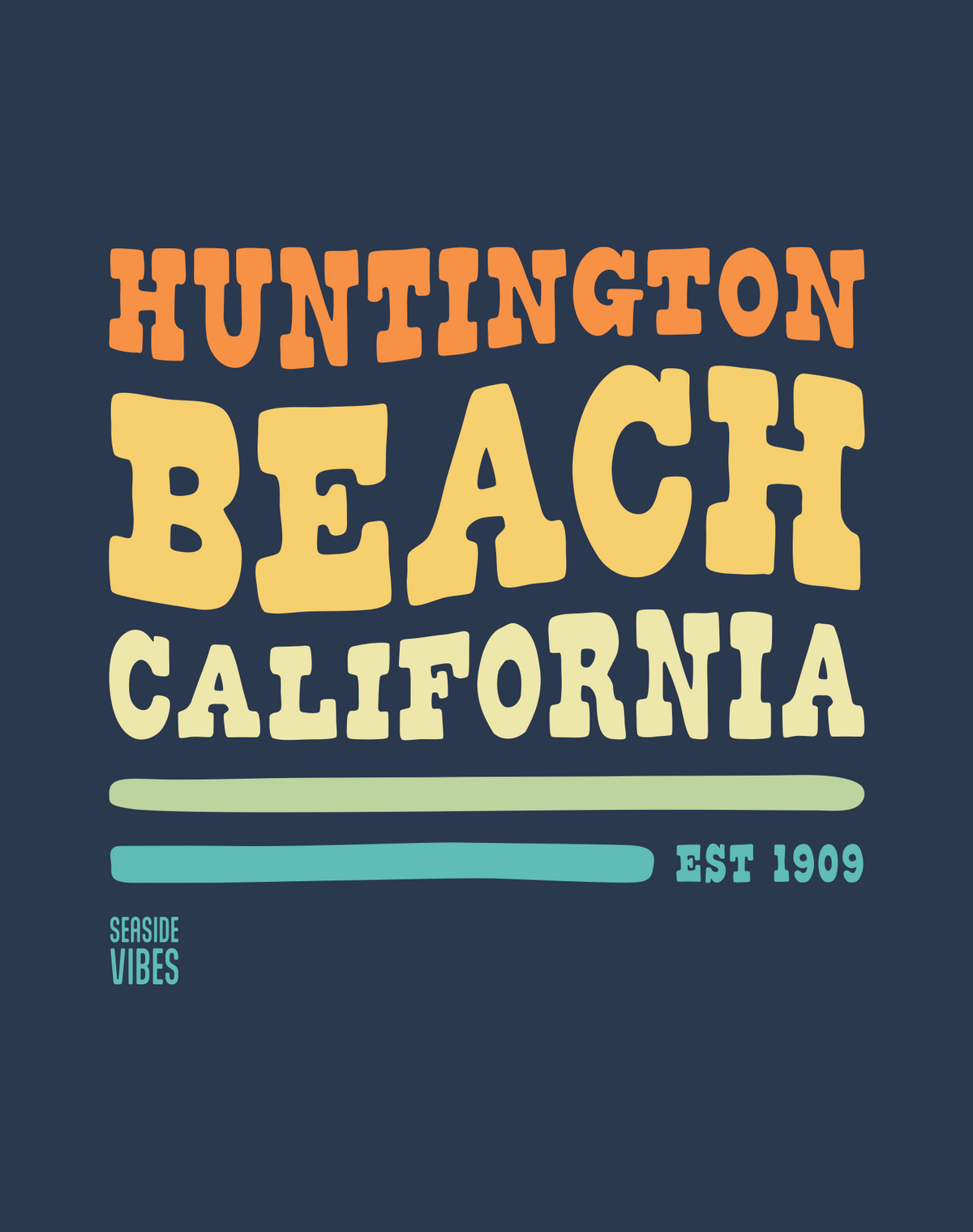 Huntington Beach Vibes Tee - Cotton Blend | Midnight Navy