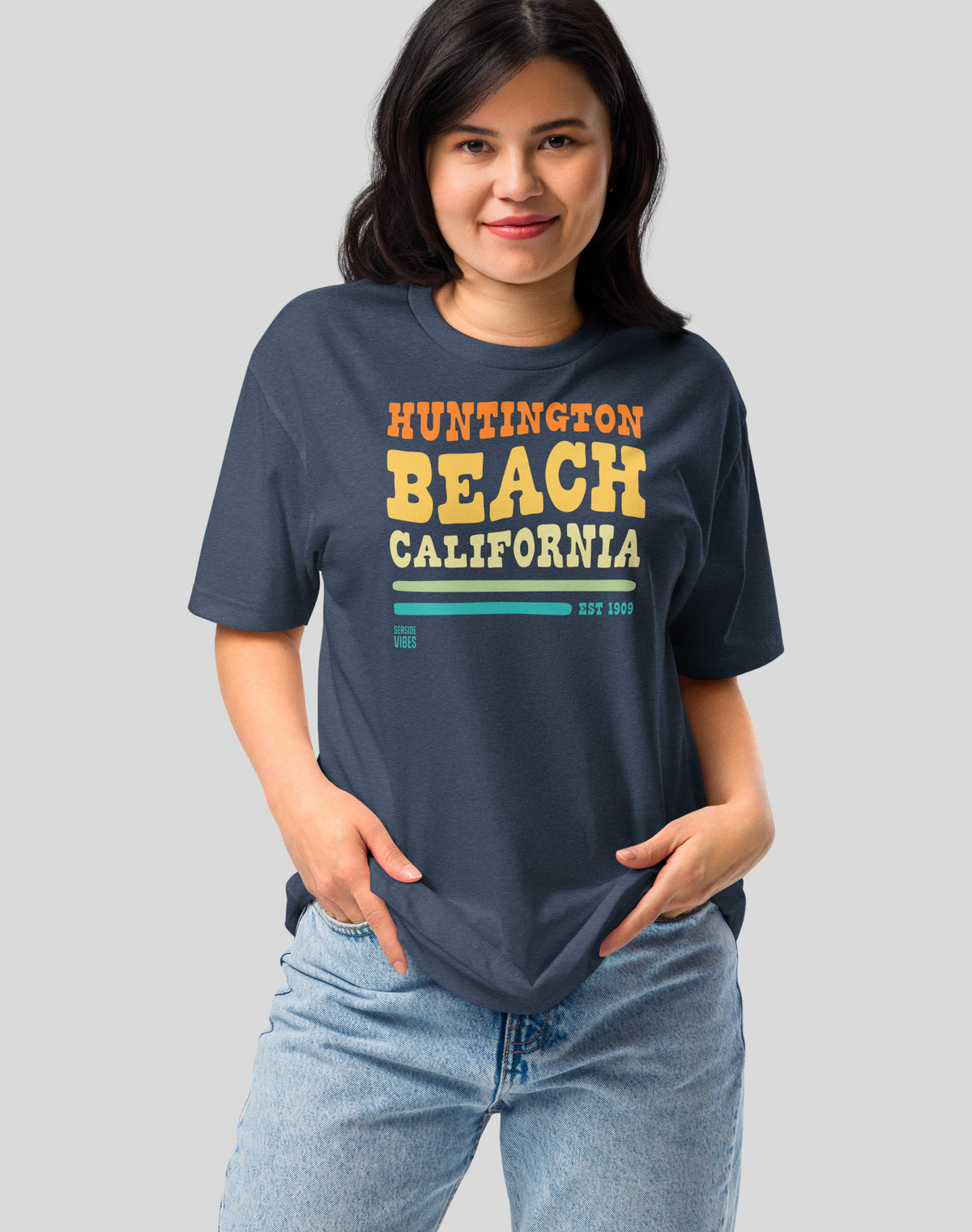 Huntington Beach Vibes Tee - Cotton Blend | Midnight Navy