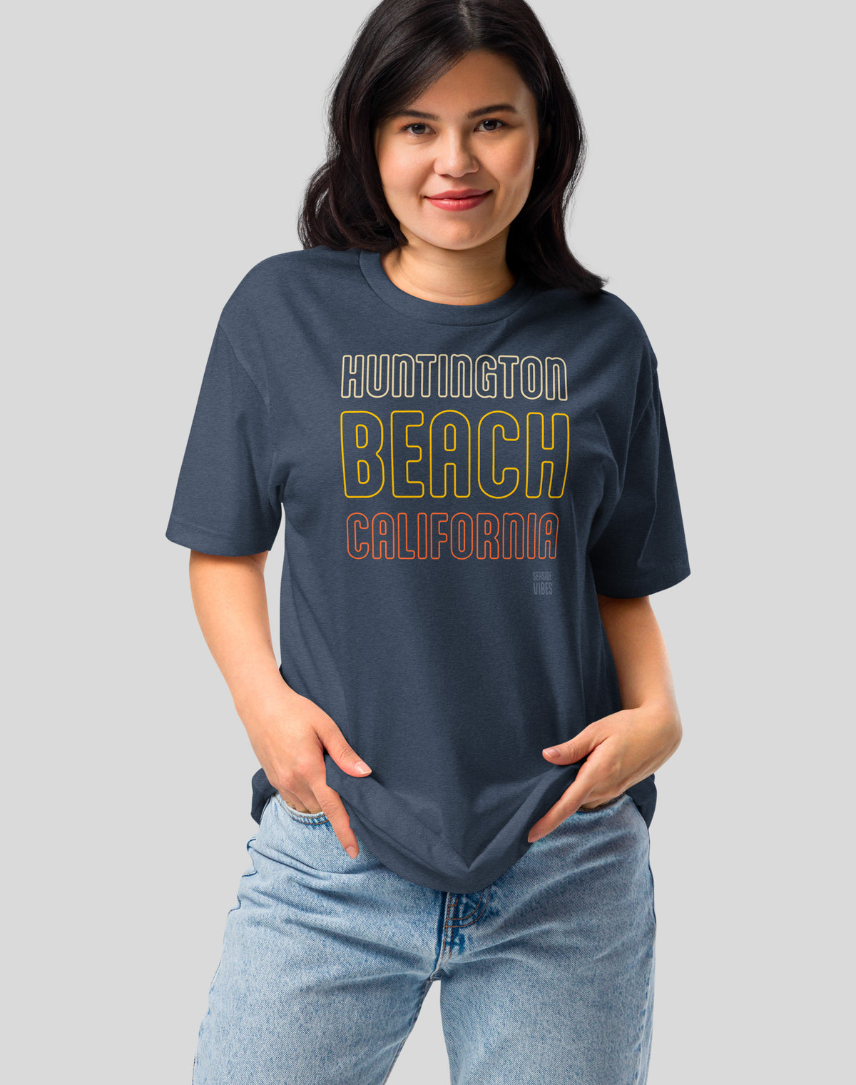 Huntington Beach Neon Tee - Cotton Blend | Midnight Navy