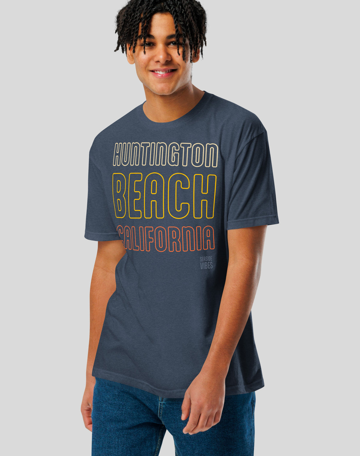 Huntington Beach Neon Tee - Cotton Blend | Midnight Navy