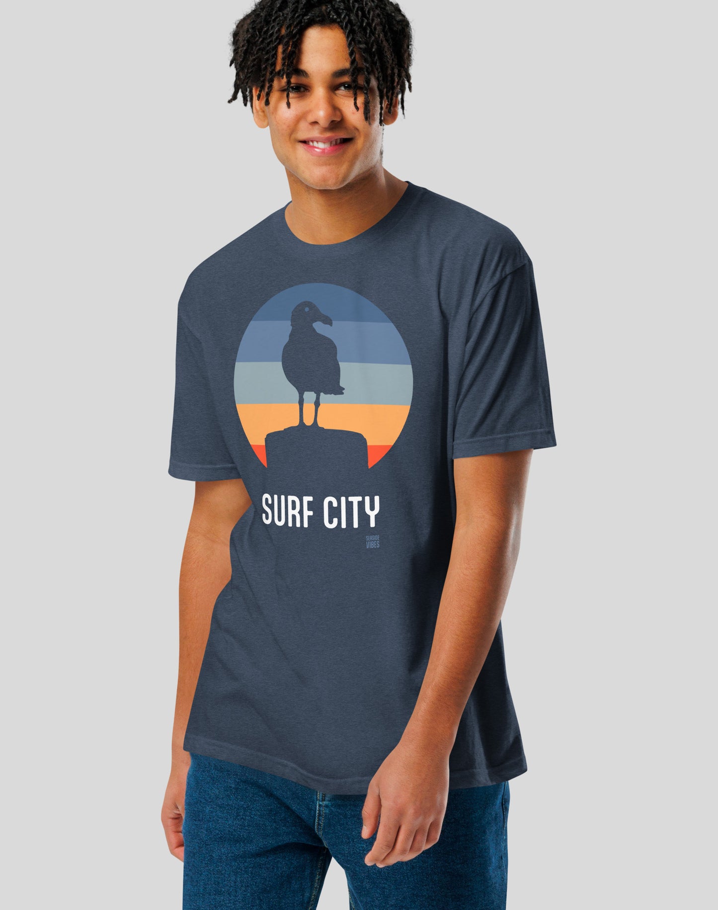 Huntington Beach Surf City Seagull Tee - Cotton Blend | Midnight Navy
