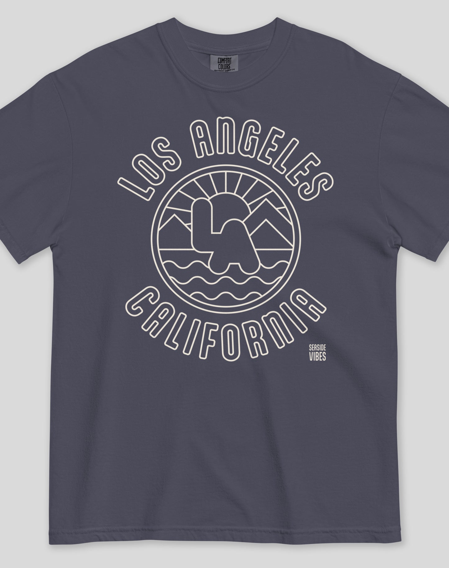 Unisex: Los Angeles Sunrise Tee - 100% Cotton | Navy