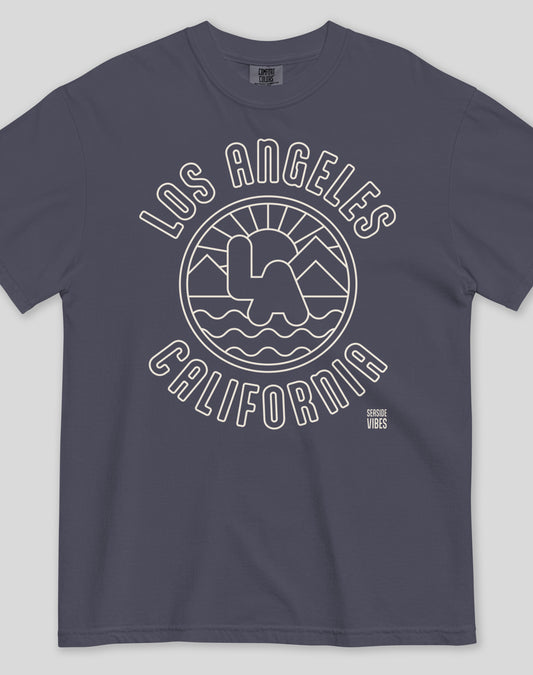 Unisex: Los Angeles Sunrise Tee - 100% Cotton | Navy