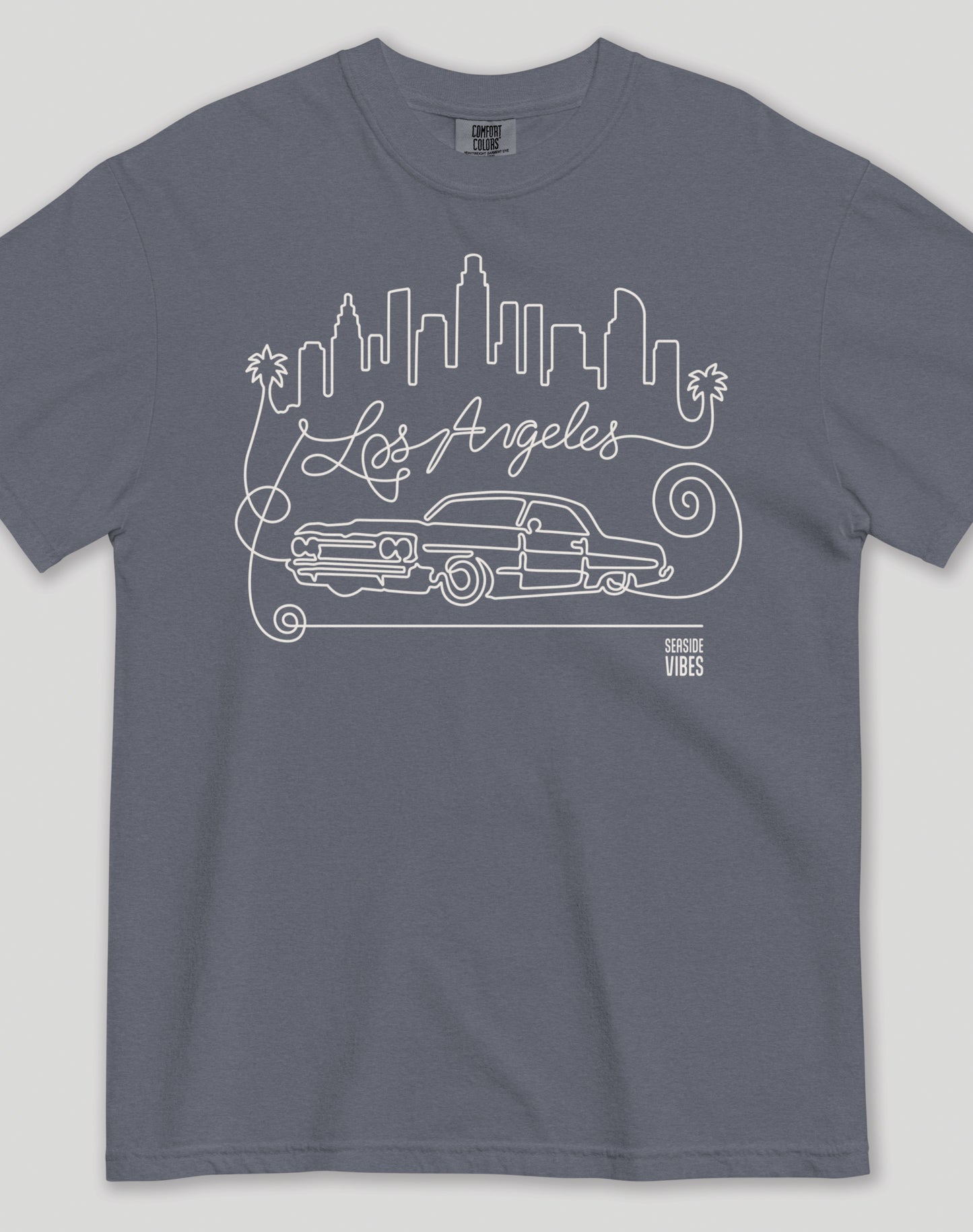 Unisex: Los Angeles Continuous Doodle Tee - 100% Cotton | Denim