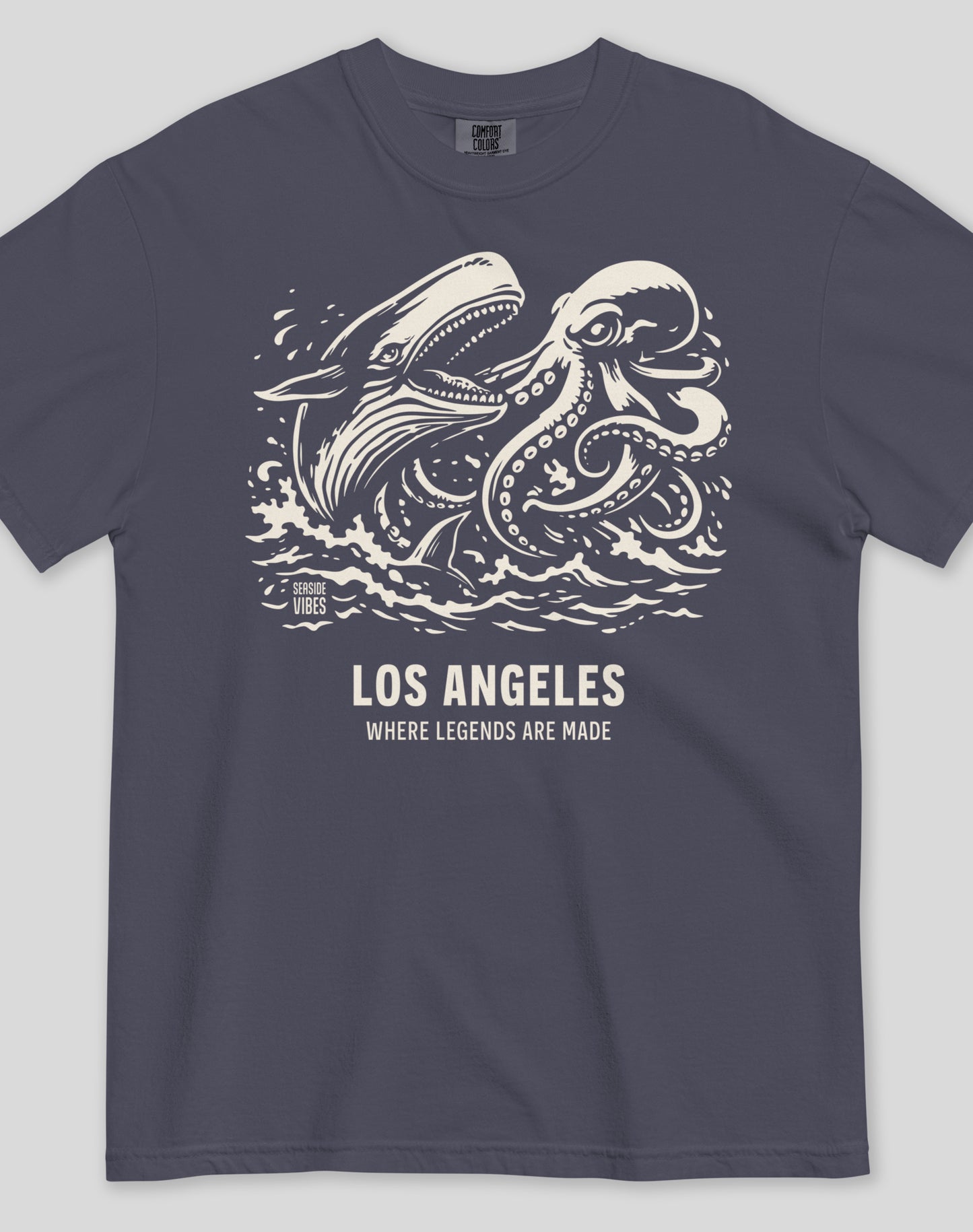 Unisex: Los Angeles Octopus vs Whale Legends Tee - 100% Cotton | Navy