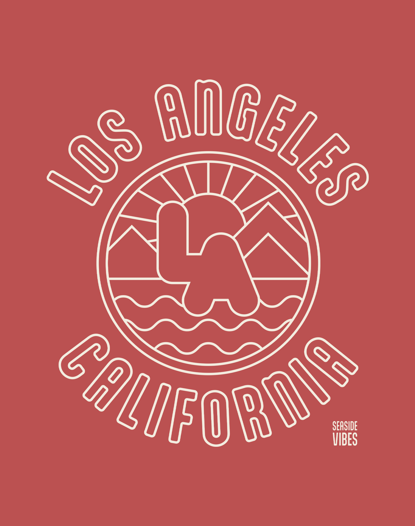 Unisex: Los Angeles Sunrise Tee - 100% Cotton | Crimson