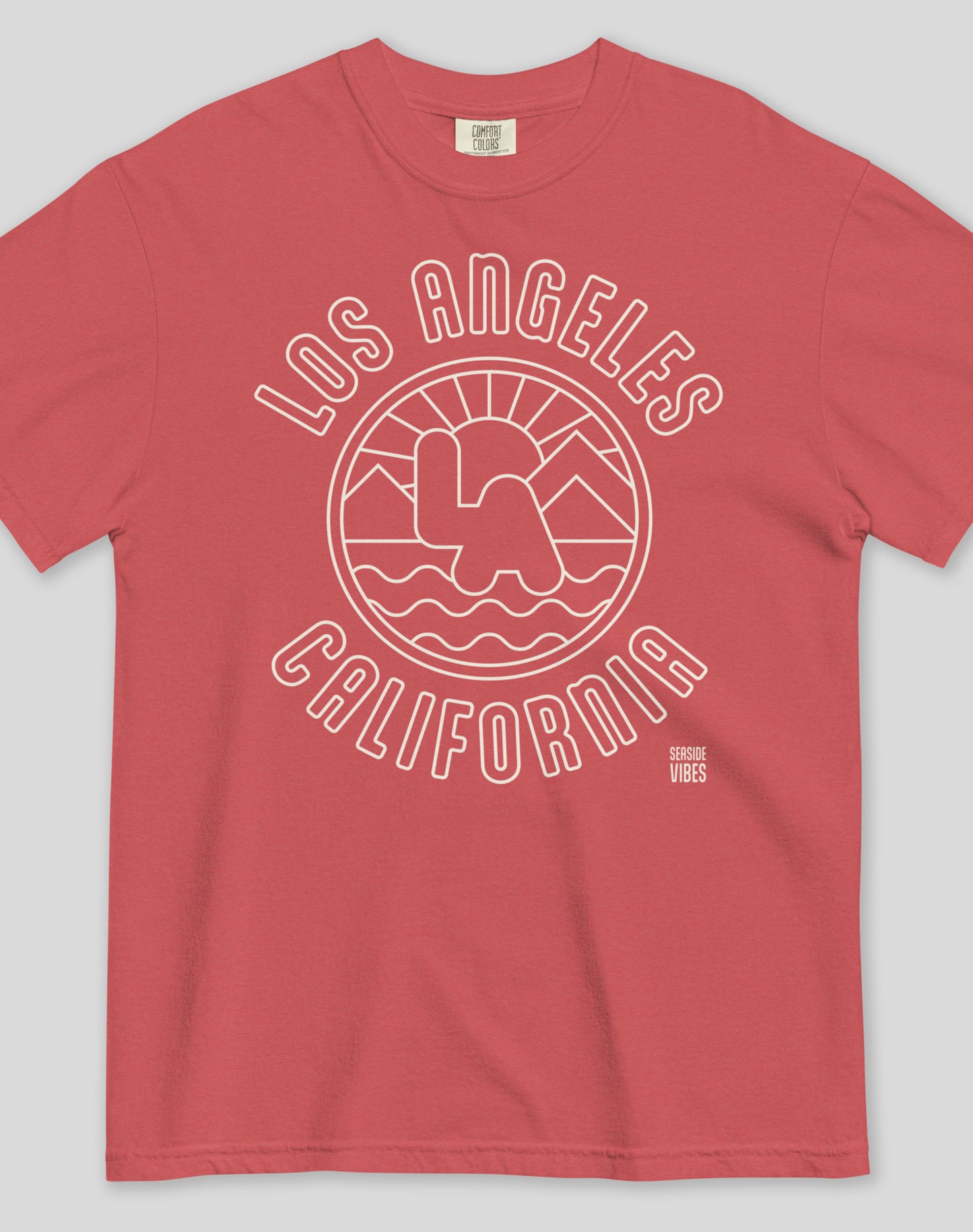 Unisex: Los Angeles Sunrise Tee - 100% Cotton | Crimson