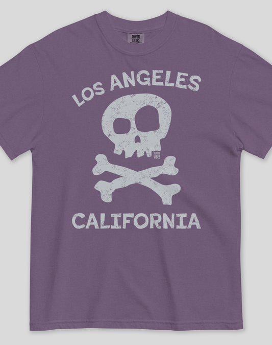 Los Angeles Skull & Bones Tee - Premium 100% Cotton | Grape