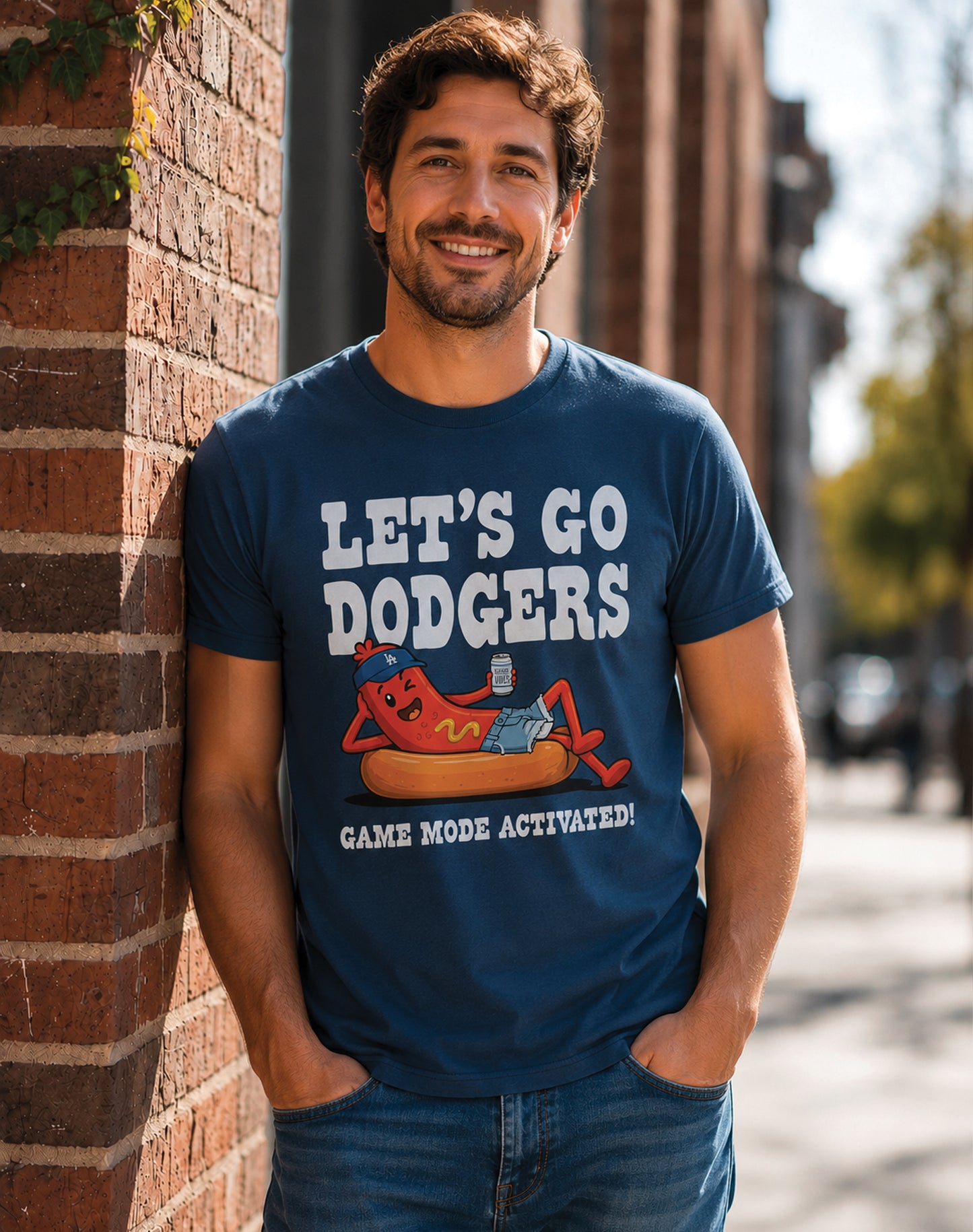 Unisex: Let's Go Dodgers, Game Mode Activated! Tee - 100% Cotton | Midnight