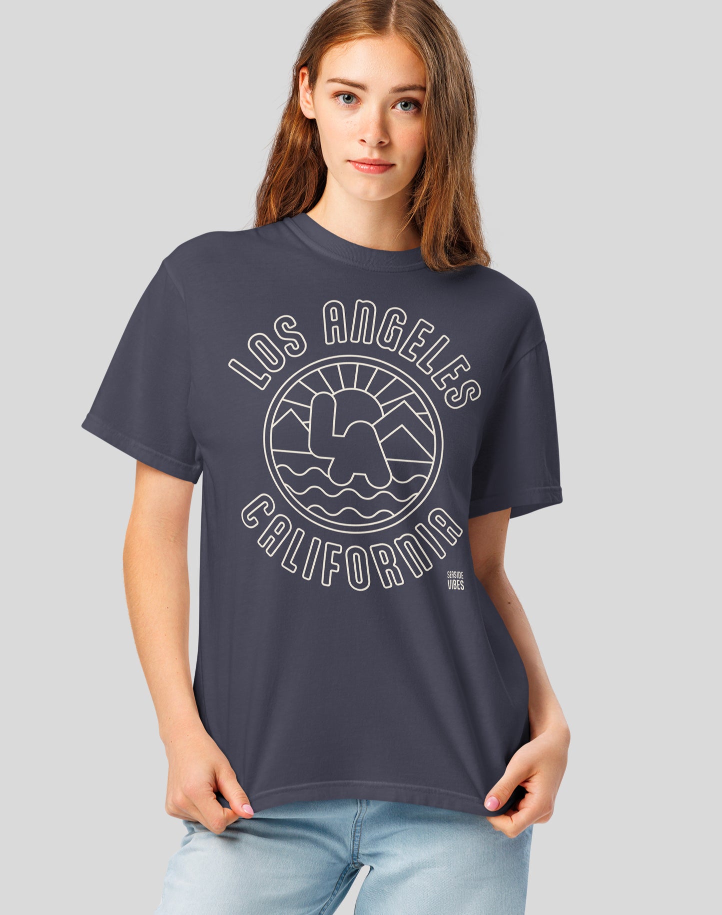 Unisex: Los Angeles Sunrise Tee - 100% Cotton | Navy