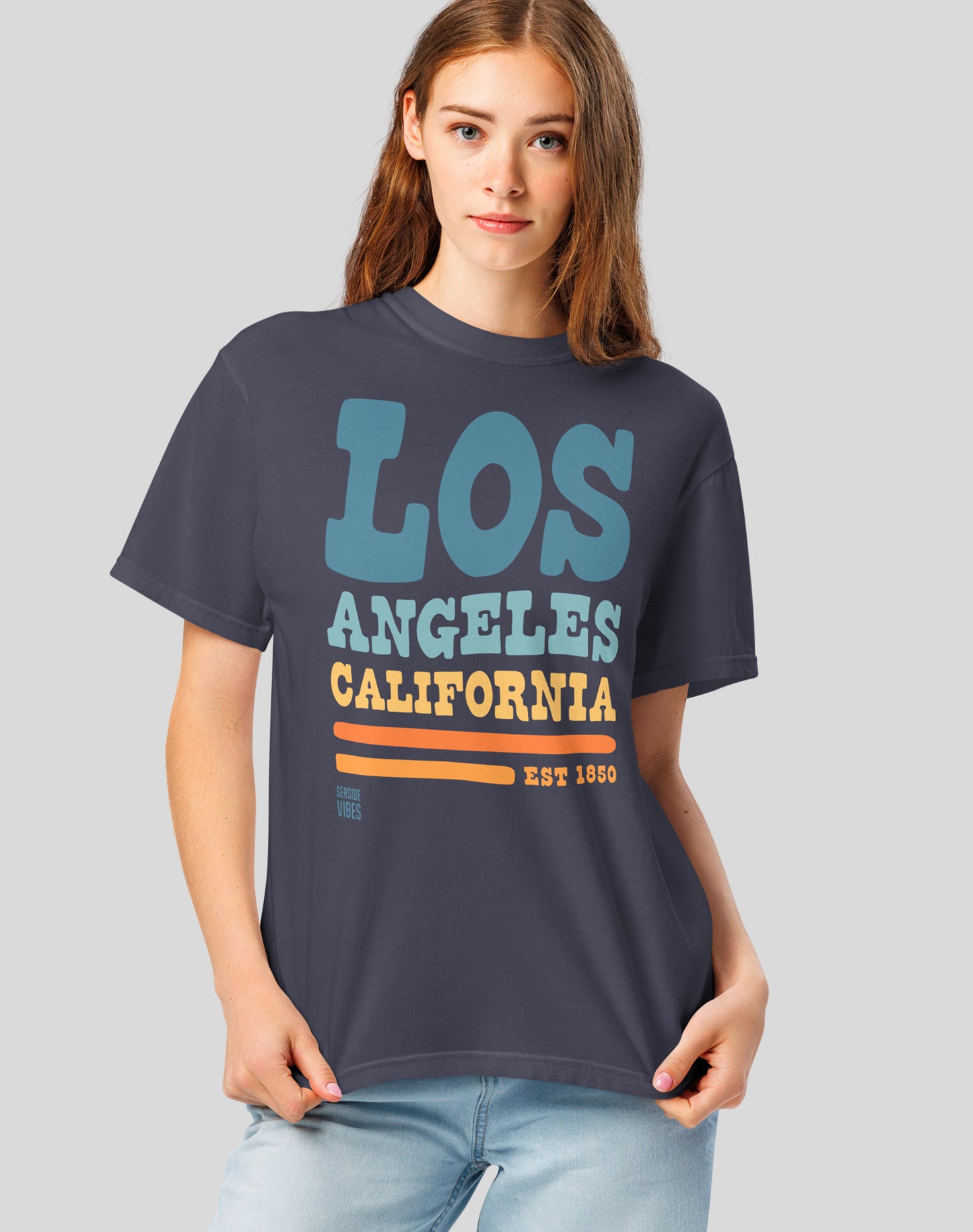Unisex: Los Angeles Vibes Tee - 100% Cotton | Navy