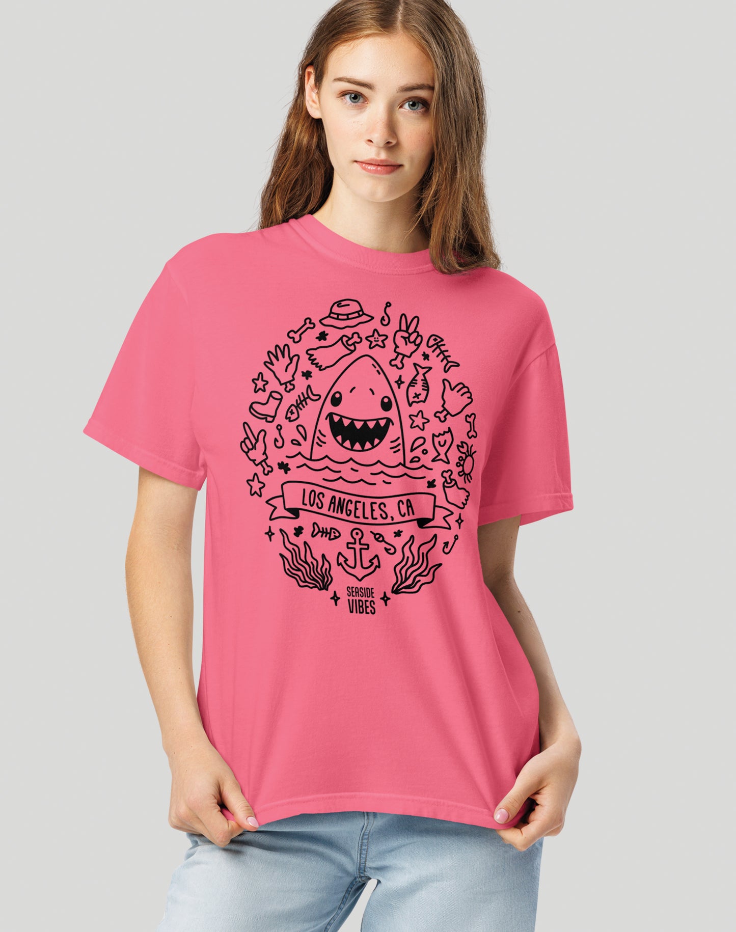 Unisex: Los Angeles Shark Attack! Tee - 100% Cotton | Crunchberry