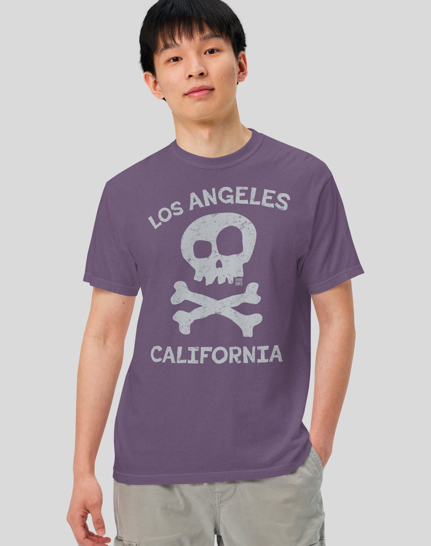 Unisex: Los Angeles Skull & Bones Tee - 100% Cotton | Grape