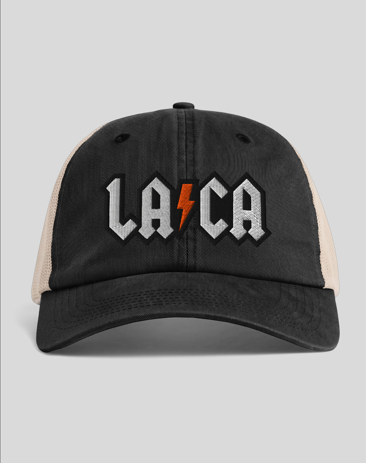 Los Angeles Rocks (LA⚡️CA) Sunwashed Trucker Hat | Black/Tan