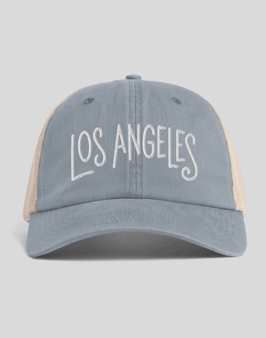 Los Angeles Sunwashed Trucker Hat | Granite/Tan