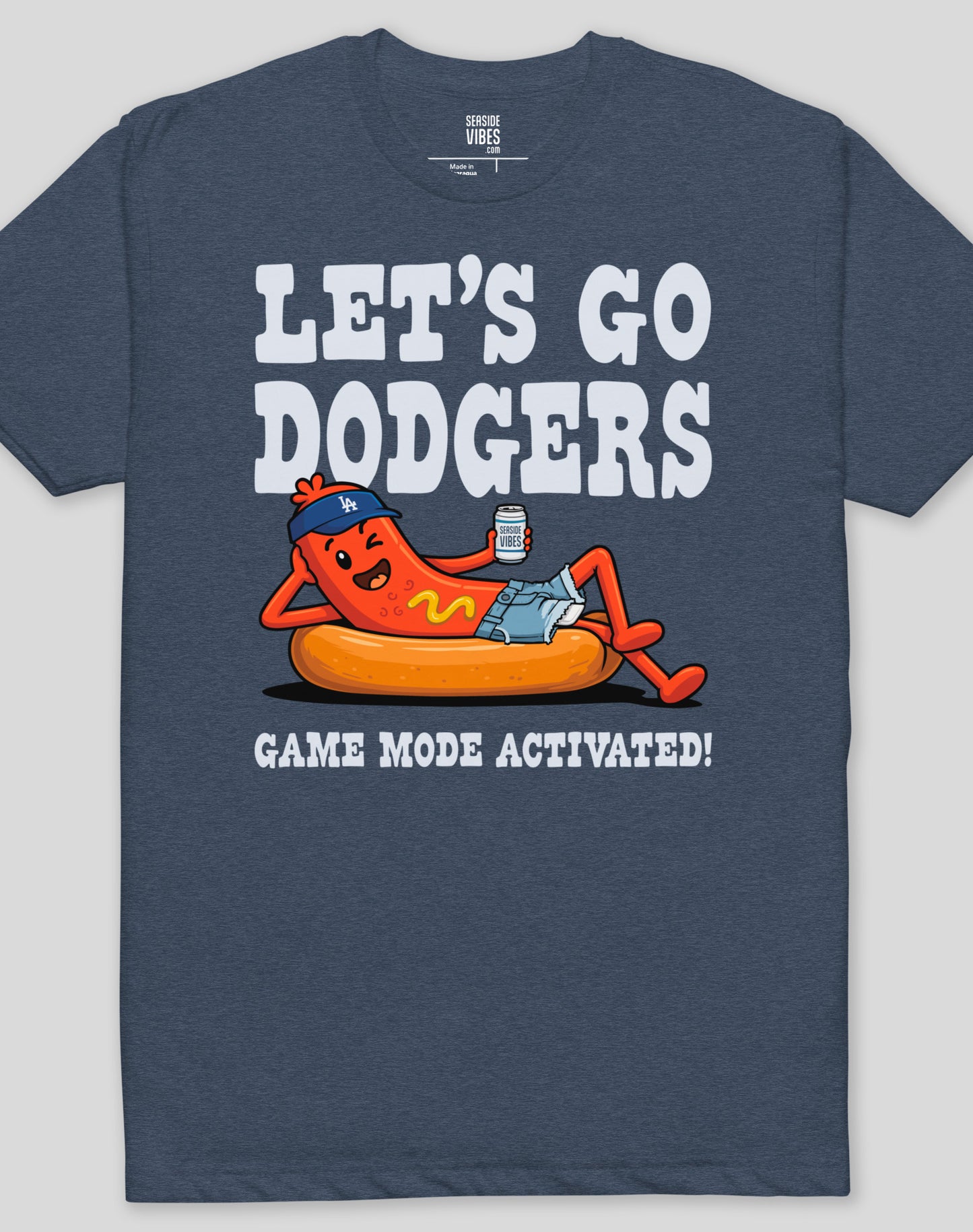 Let's Go Dodgers, Game Mode Activated! Tee - Cotton Blend | Midnight Navy