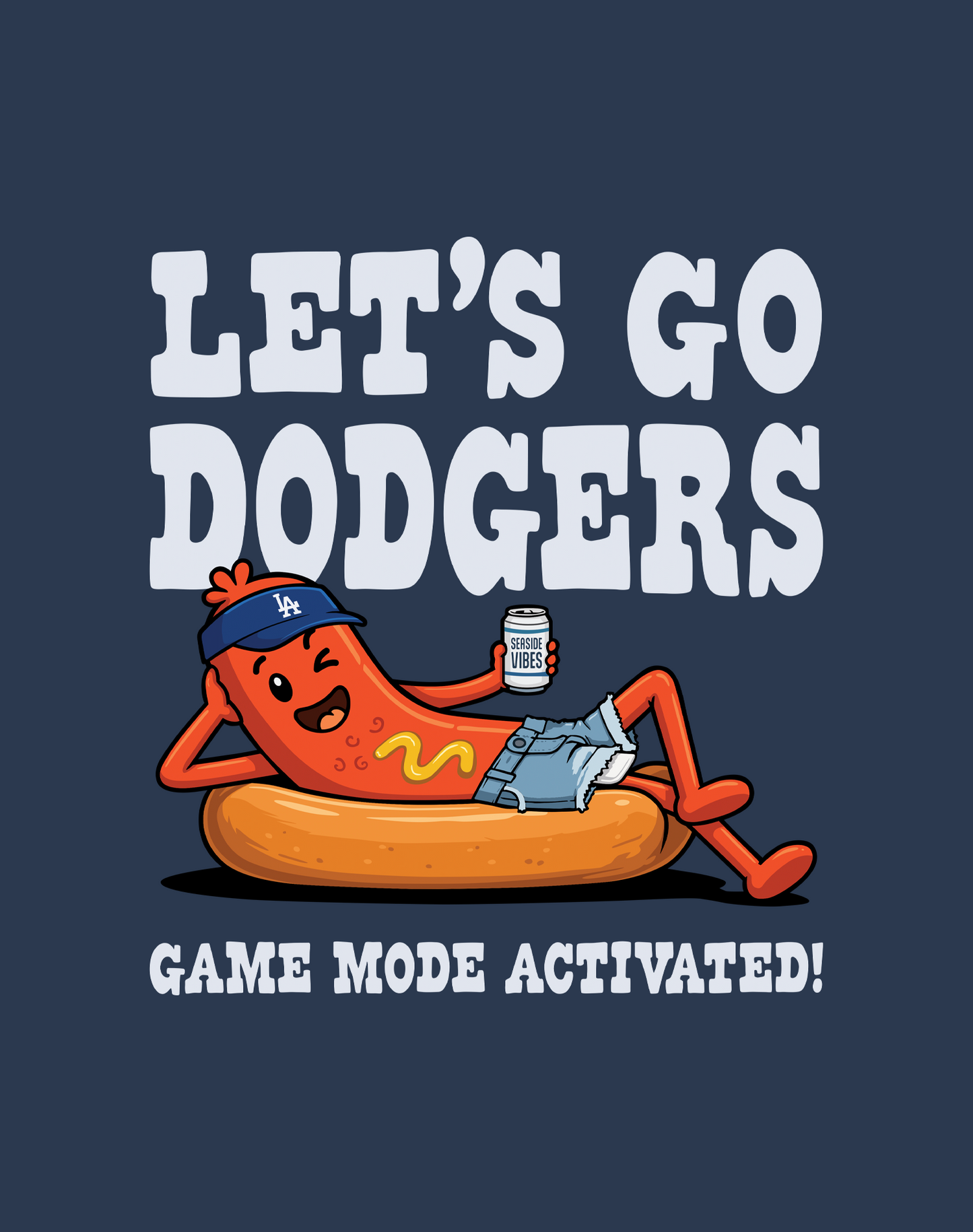 Let's Go Dodgers, Game Mode Activated! Tee - Cotton Blend | Midnight Navy