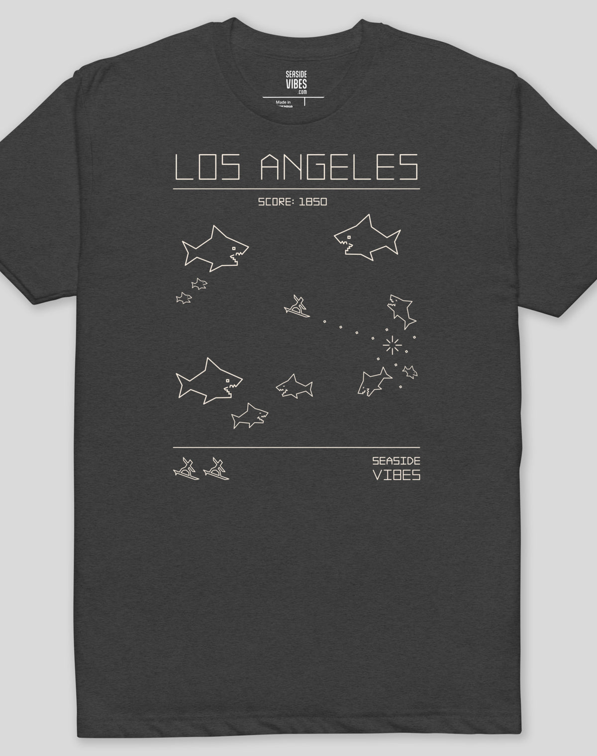Los Angeles Shark Frenzy Tee - Cotton Blend | Charcoal