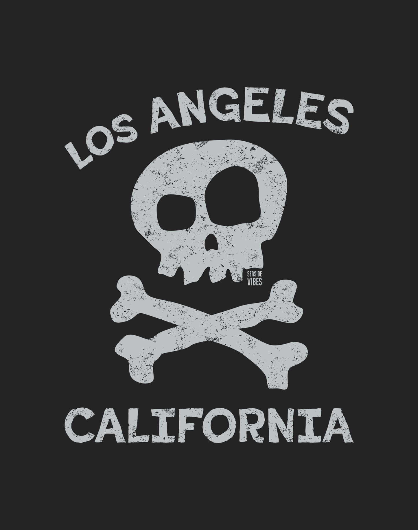 Los Angeles Skull & Bones Tee - Cotton Blend | Charcoal