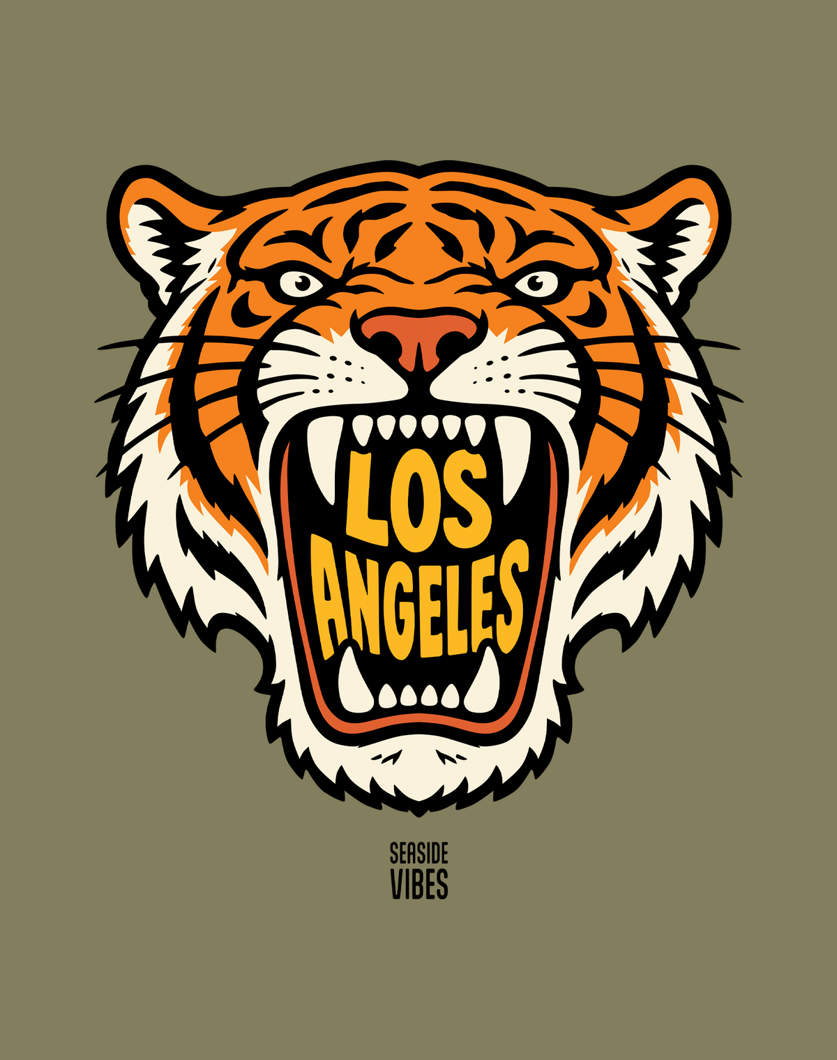 Los Angeles AF Tiger Tee - Cotton Blend | Military Green