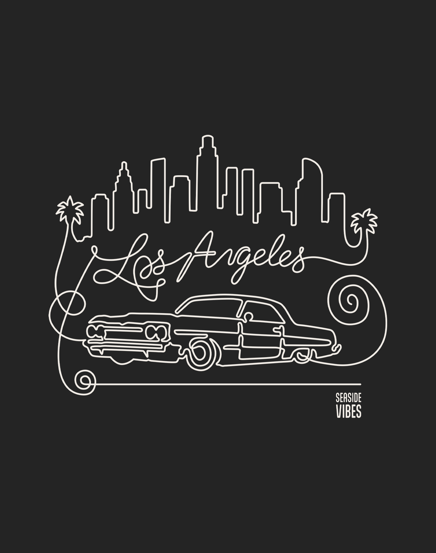 Los Angeles Continuous Doodle Tee - Cotton Blend | Charcoal