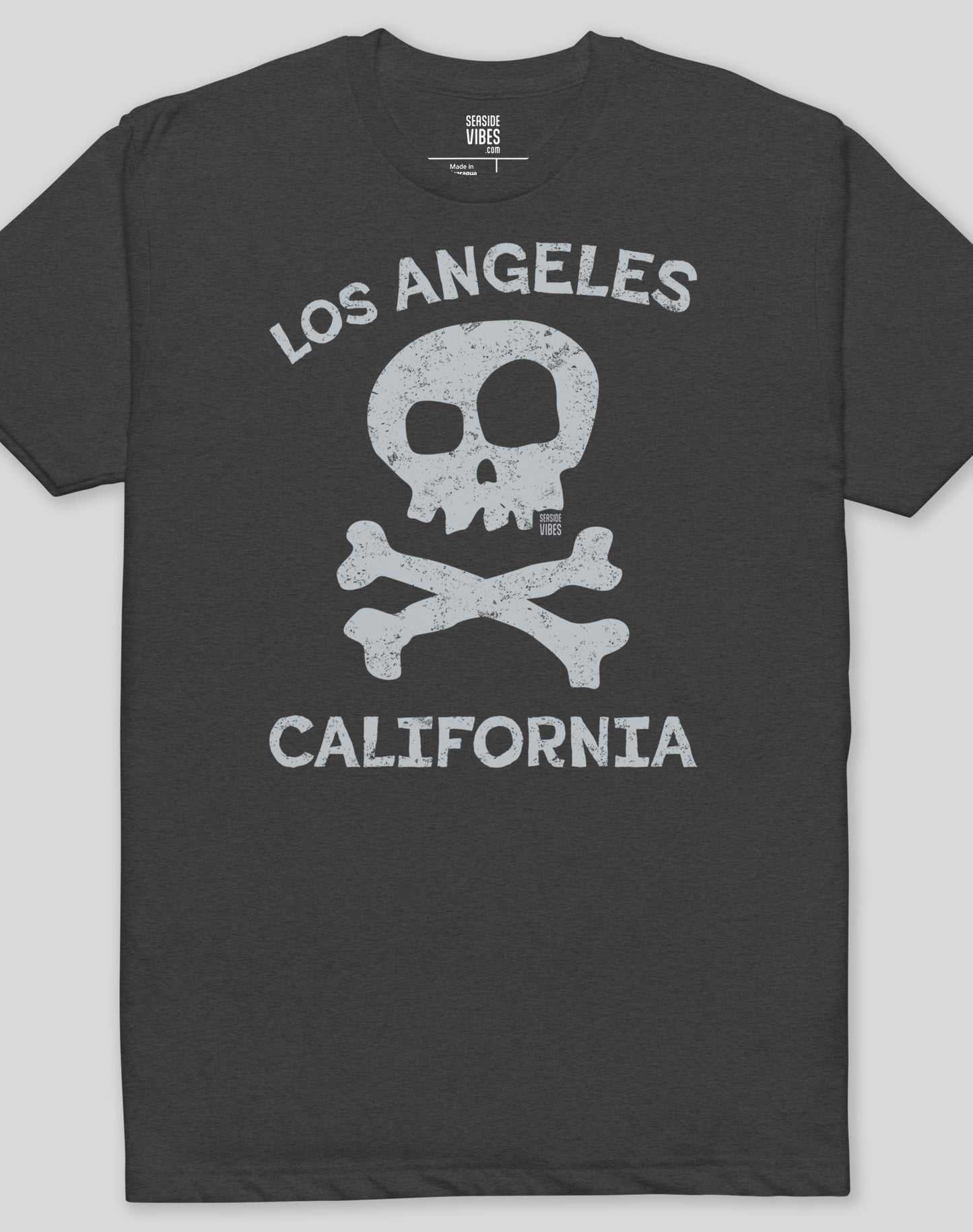 Los Angeles Skull & Bones Tee - Cotton Blend | Charcoal