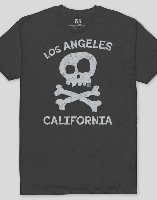 Los Angeles Skull & Bones Tee - Cotton Blend | Charcoal