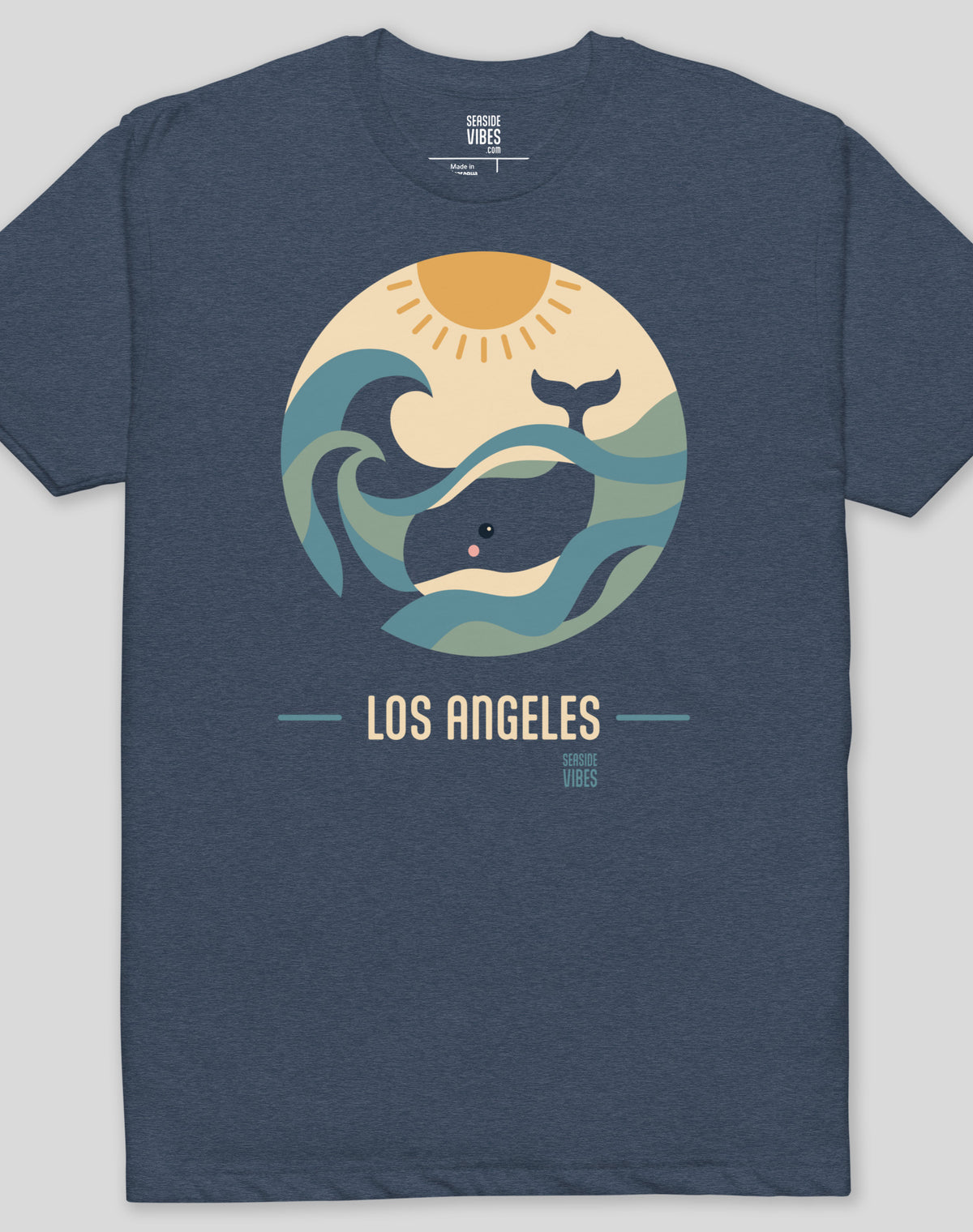 Los Angeles Whale Sunset Tee - Cotton Blend | Midnight Navy