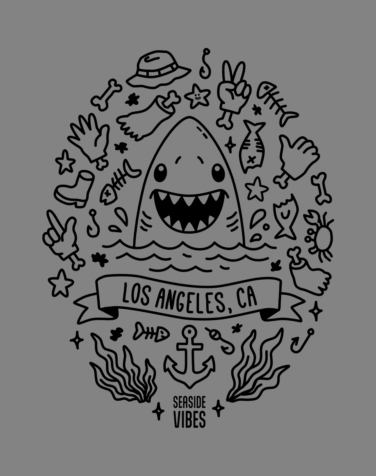 Los Angeles Shark Attack! Tee - Cotton Blend | Dark Heather Gray
