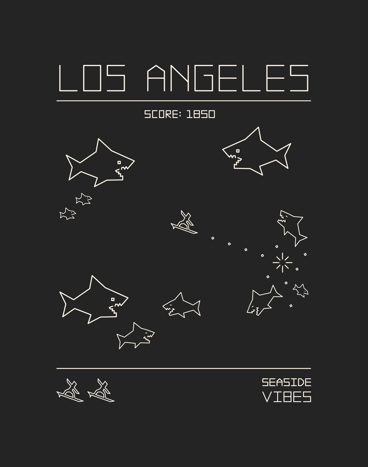 Los Angeles Shark Frenzy Tee - Cotton Blend | Charcoal