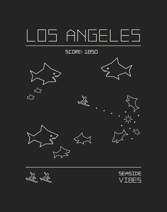 Los Angeles Shark Frenzy Tee - Cotton Blend | Charcoal