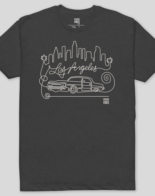 Los Angeles Continuous Doodle Tee - Cotton Blend | Charcoal
