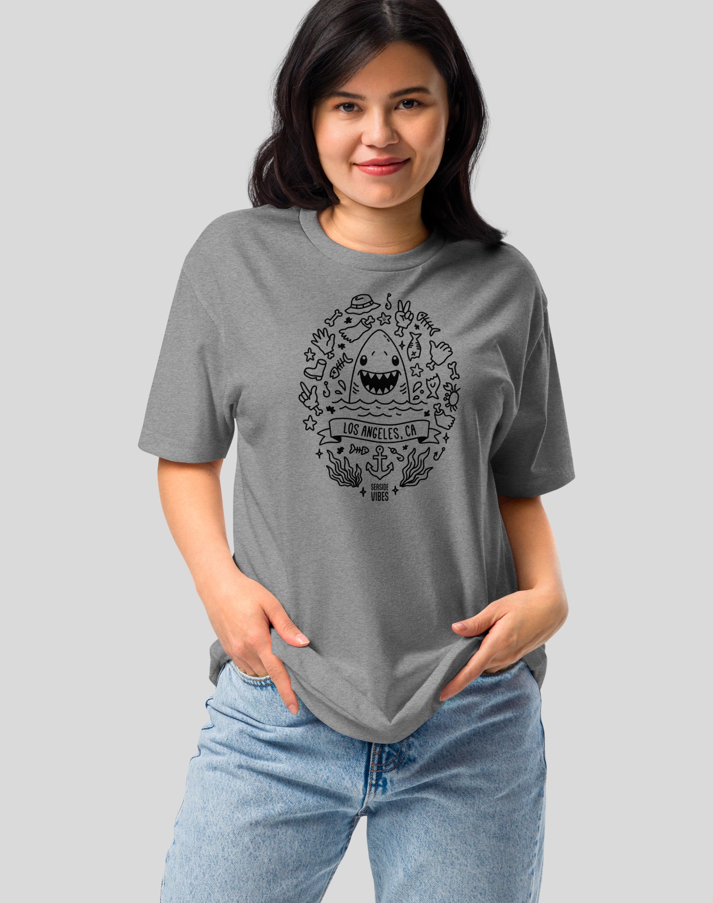 Los Angeles Shark Attack! Tee - Cotton Blend | Dark Heather Gray