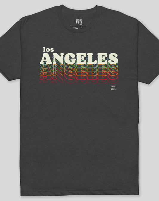 Los Angeles 80s Remix Tee - Cotton Blend | Charcoal