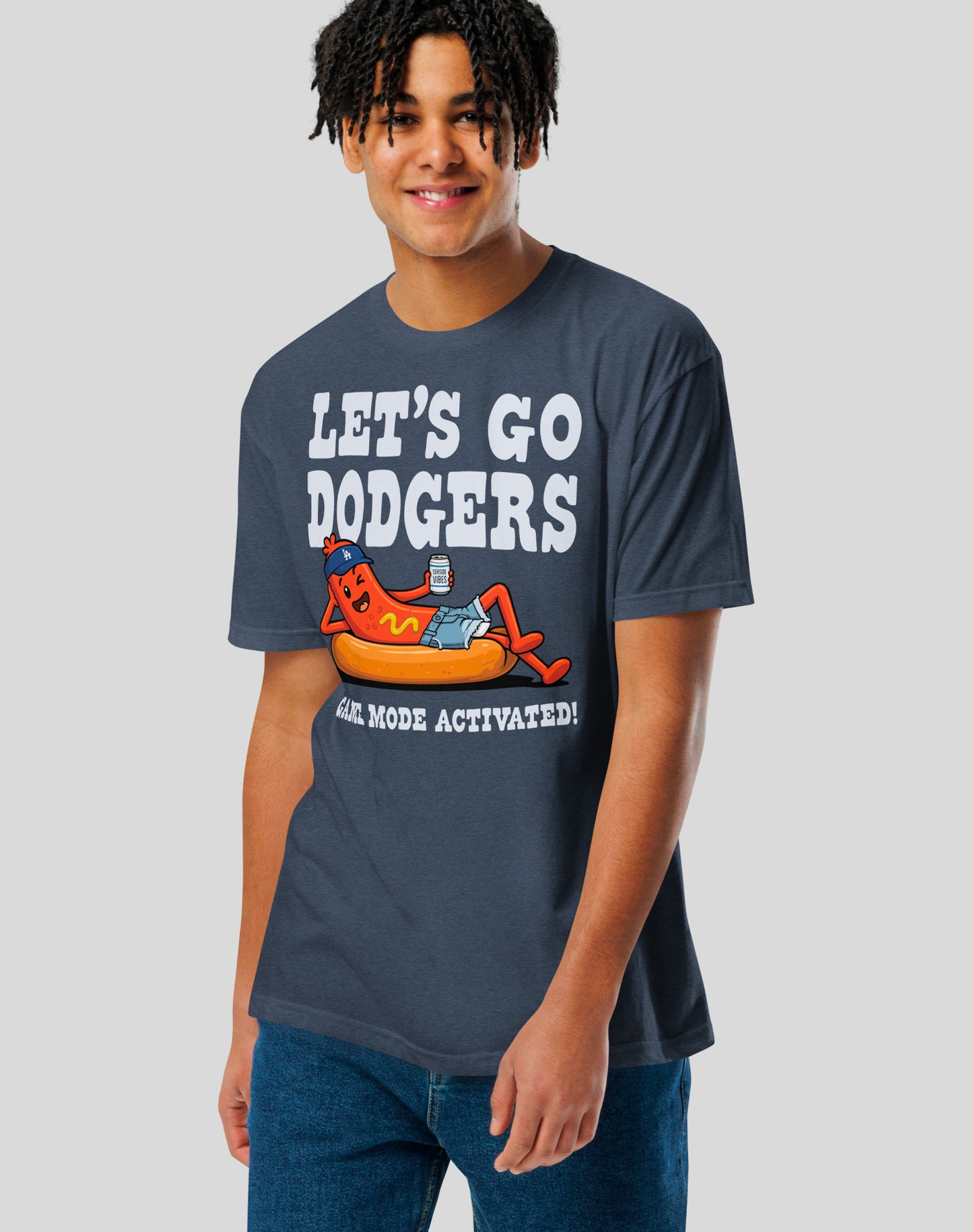 Let's Go Dodgers, Game Mode Activated! Tee - Cotton Blend | Midnight Navy