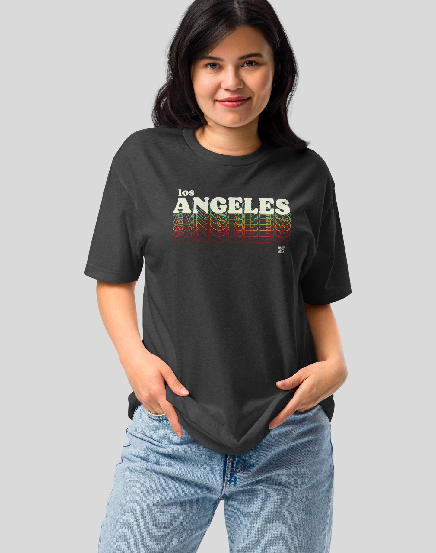 Los Angeles 80s Remix Tee - Cotton Blend | Charcoal