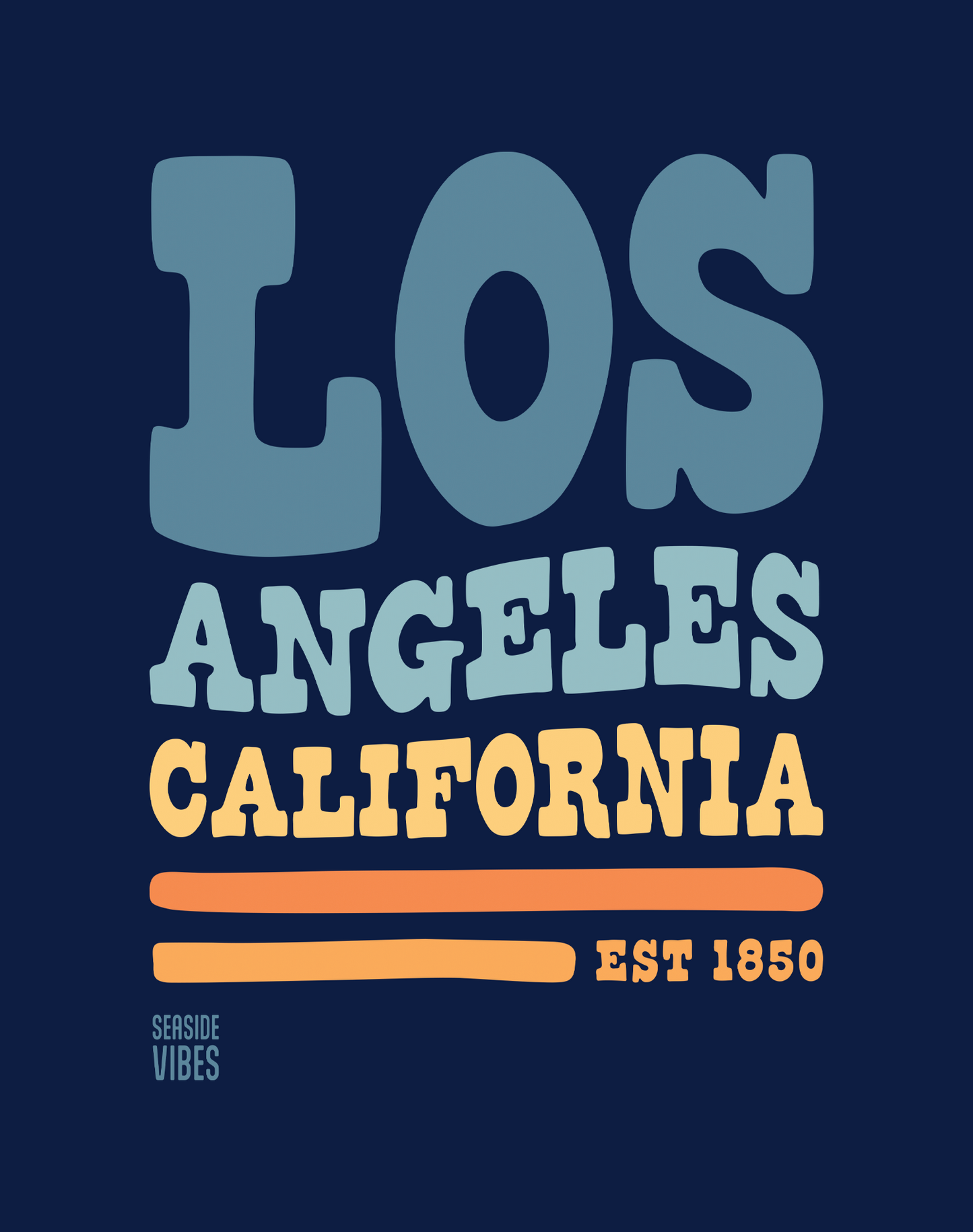 V-Neck: Los Angeles Vibes Tee - Heather Navy