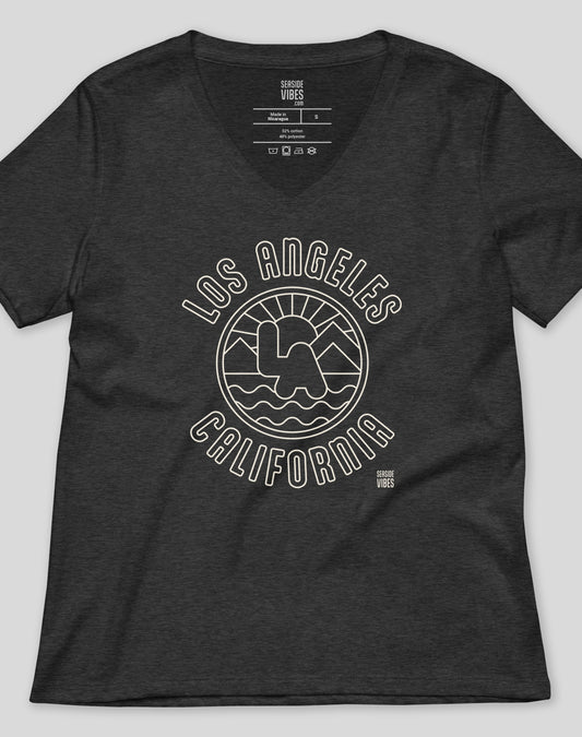 V-Neck: Los Angeles Sunrise Tee - Dark Grey Heather