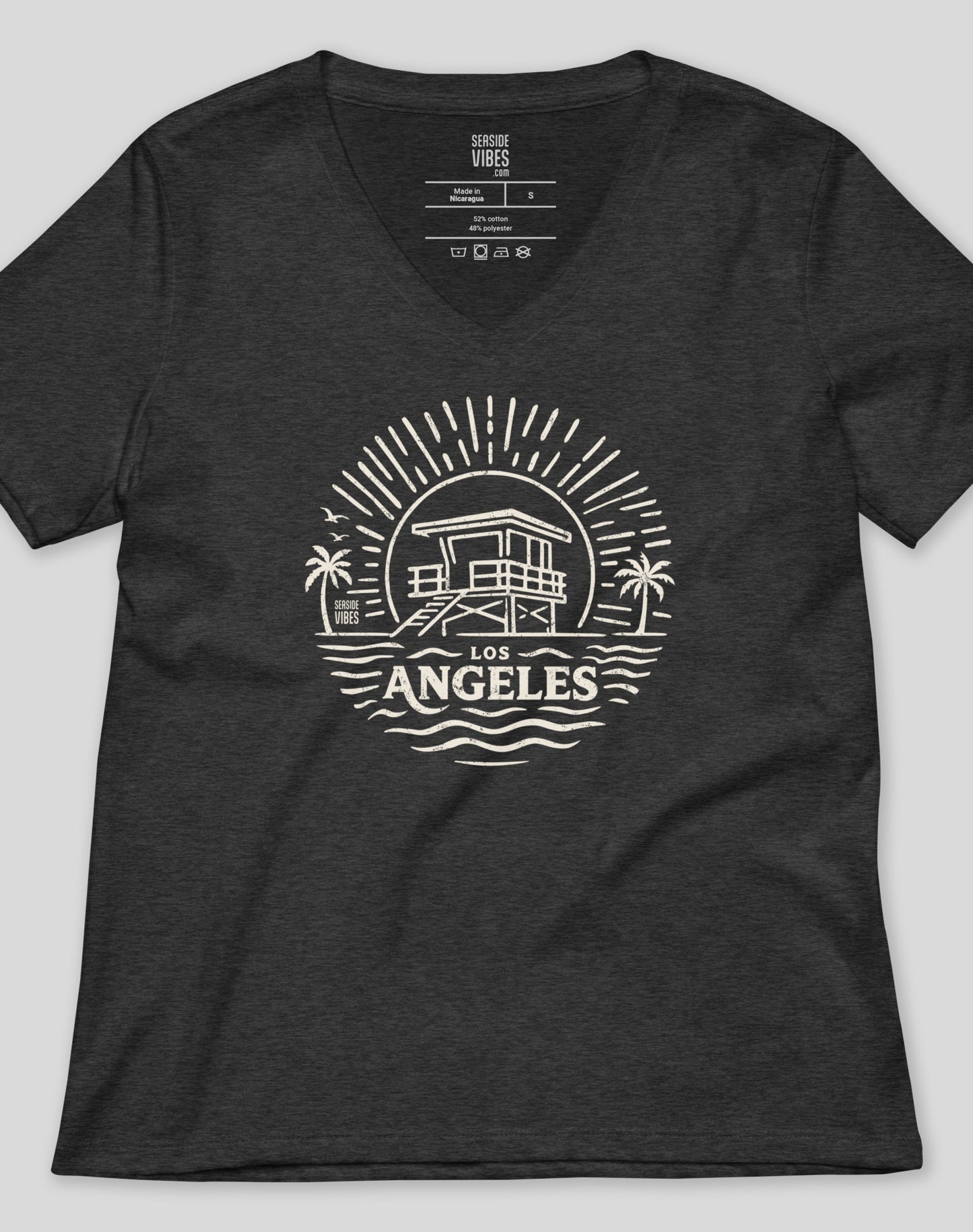 V-Neck: Los Angeles Sunrise Session Tee | Dark Grey Heather