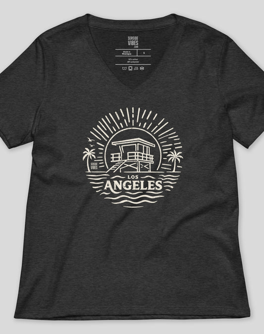 V-Neck: Los Angeles Sunrise Session Tee | Dark Grey Heather