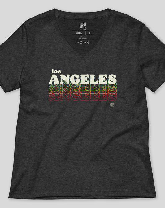 V-Neck: Los Angeles Remix Tee | Dark Grey Heather