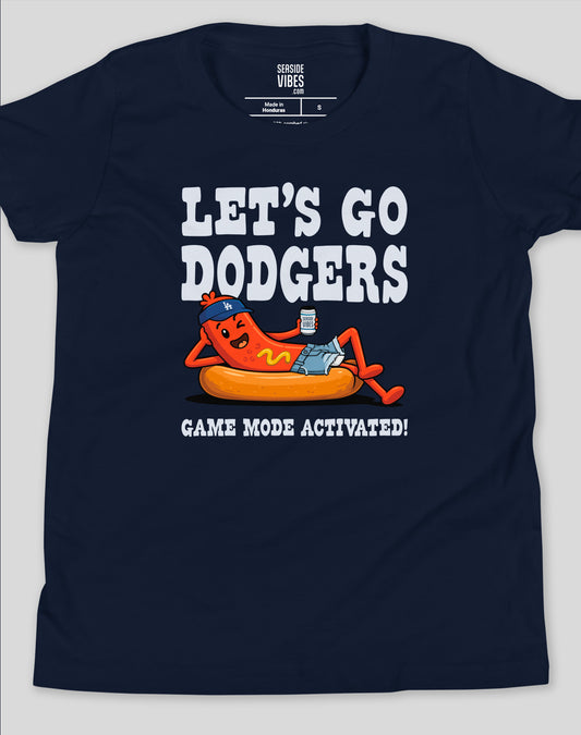 Youth: Let's Go Dodgers, Game Mode Activated! Tee | Navy